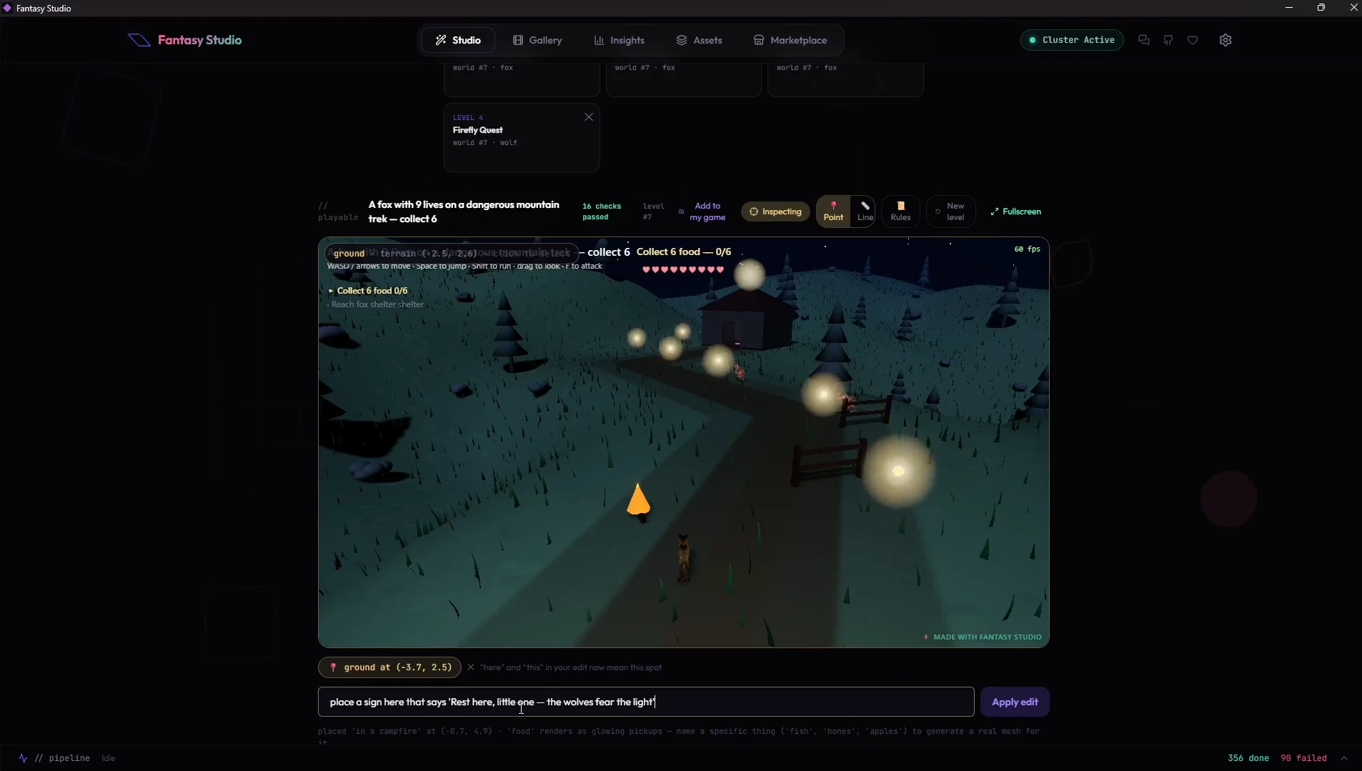 Live Inspect mode — editing the game by pointing and typing