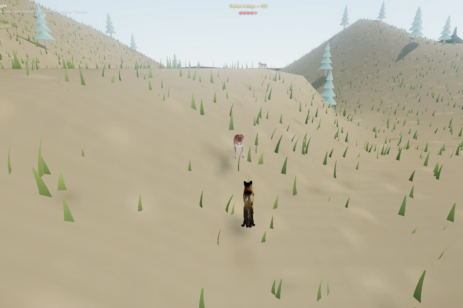 Fox facing a rival in an arctic survival level